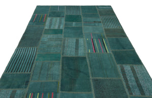 Mixed Over Dyed Kilim Patchwork Unique Rug 6'5'' x 9'11'' ft 195 x 303 cm