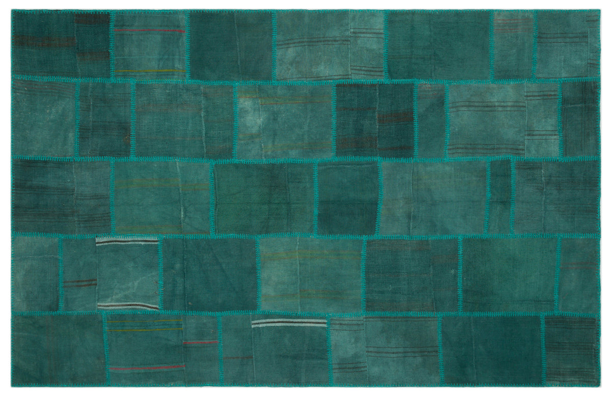 Mixed Over Dyed Kilim Patchwork Unique Rug 6&#39;5&#39;&#39; x 9&#39;10&#39;&#39; ft 195 x 300 cm