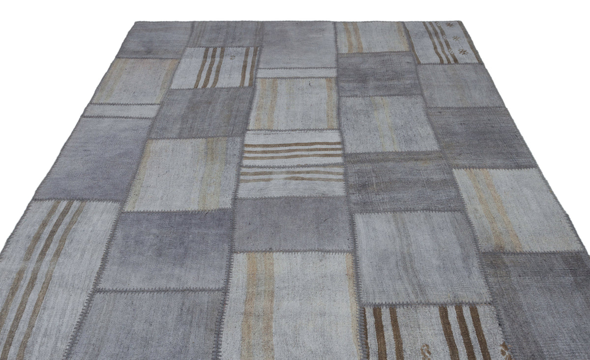 Mixed Over Dyed Kilim Patchwork Unique Rug 6&#39;7&#39;&#39; x 9&#39;11&#39;&#39; ft 201 x 302 cm