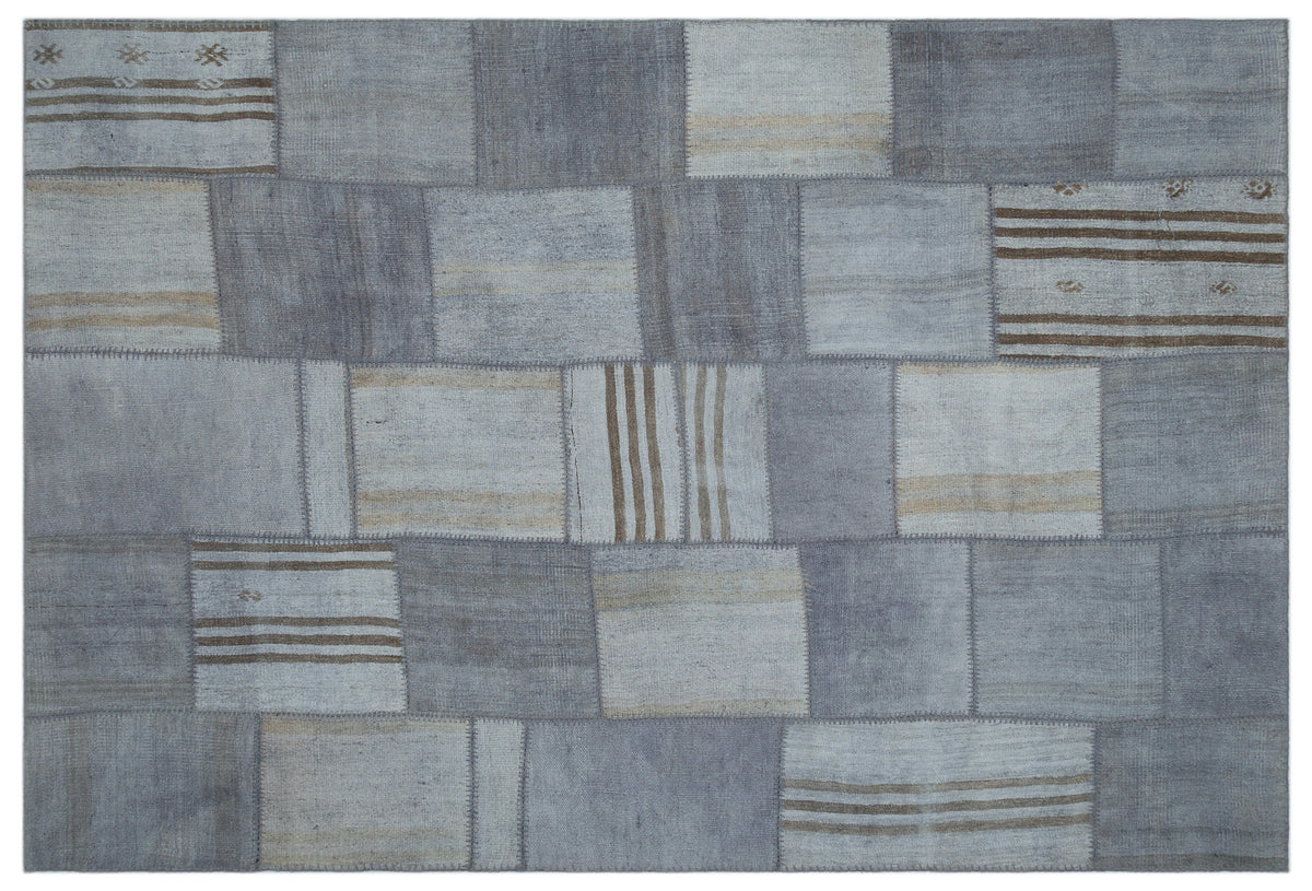 Mixed Over Dyed Kilim Patchwork Unique Rug 6&#39;7&#39;&#39; x 9&#39;11&#39;&#39; ft 201 x 302 cm