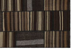 Striped Over Dyed Kilim Patchwork Unique Rug 6'8'' x 9'9'' ft 202 x 298 cm