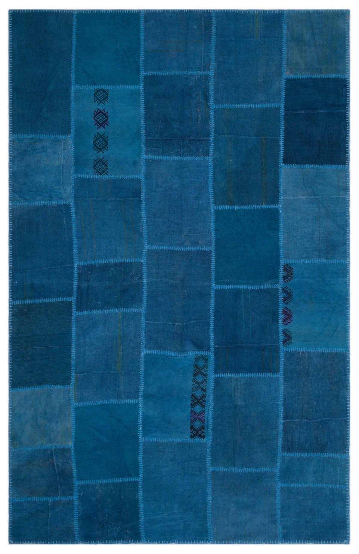 Mixed Over Dyed Kilim Patchwork Unique Rug 6&#39;3&#39;&#39; x 9&#39;10&#39;&#39; ft 190 x 300 cm