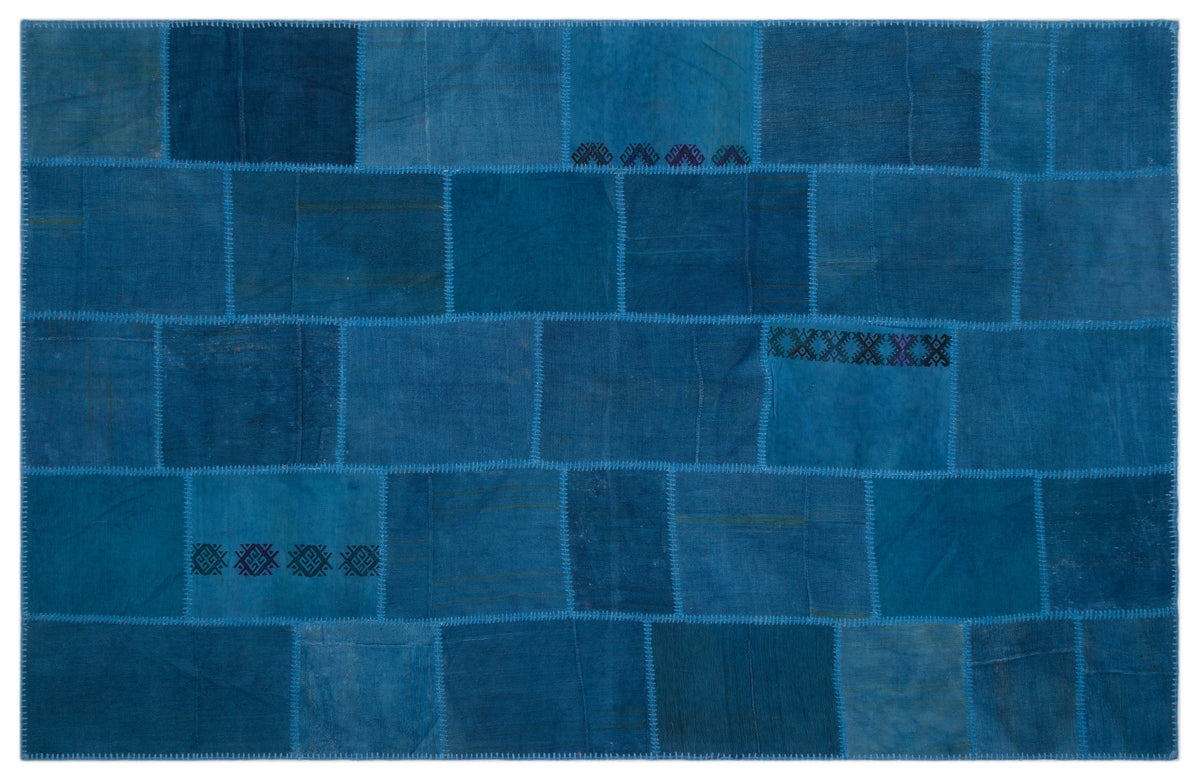 Mixed Over Dyed Kilim Patchwork Unique Rug 6&#39;3&#39;&#39; x 9&#39;10&#39;&#39; ft 190 x 300 cm