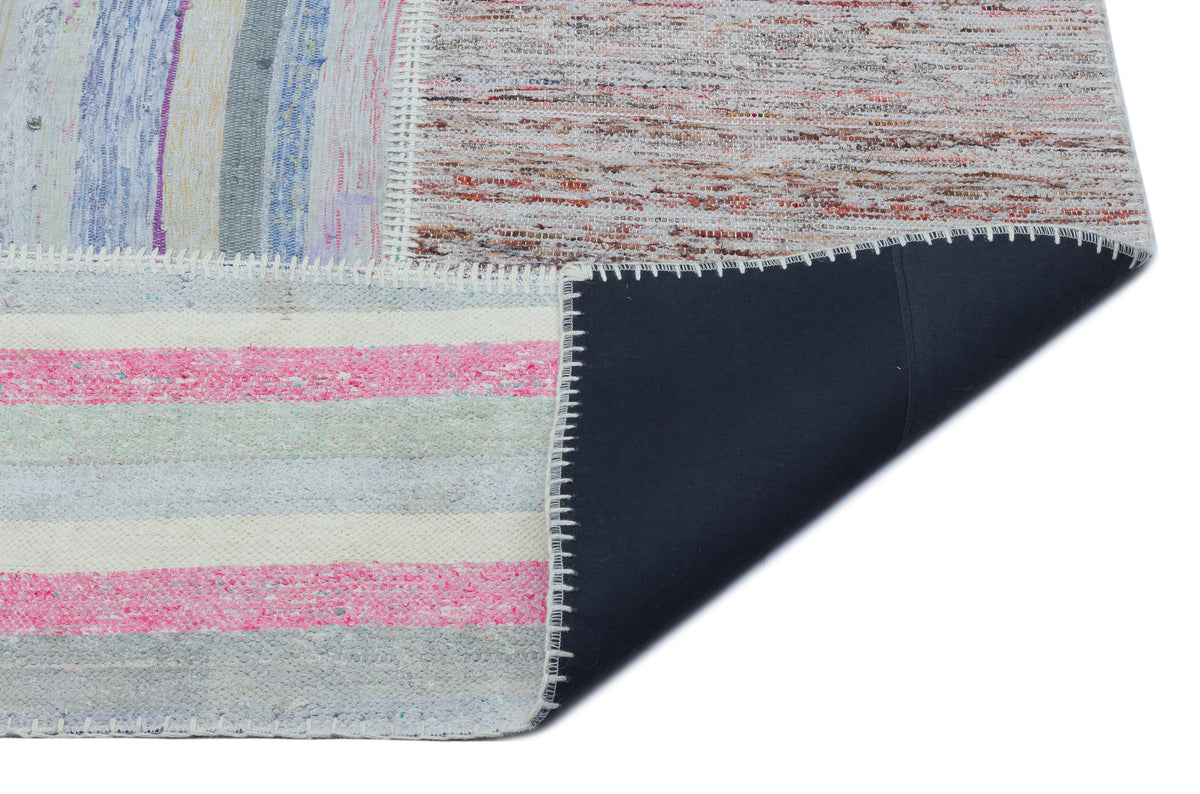 Striped Over Dyed Kilim Patchwork Unique Rug 5&#39;3&#39;&#39; x 7&#39;7&#39;&#39; ft 160 x 230 cm