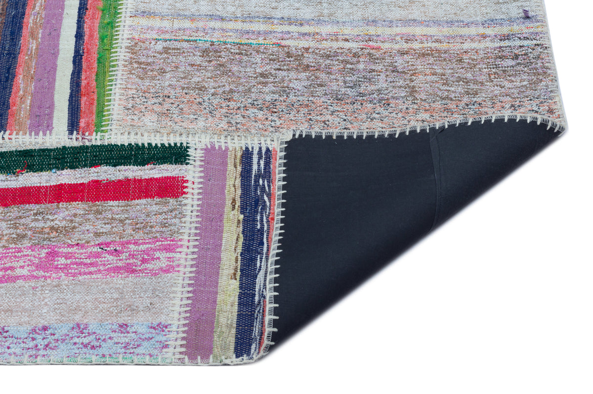 Striped Over Dyed Kilim Patchwork Unique Rug 5&#39;3&#39;&#39; x 7&#39;7&#39;&#39; ft 160 x 230 cm