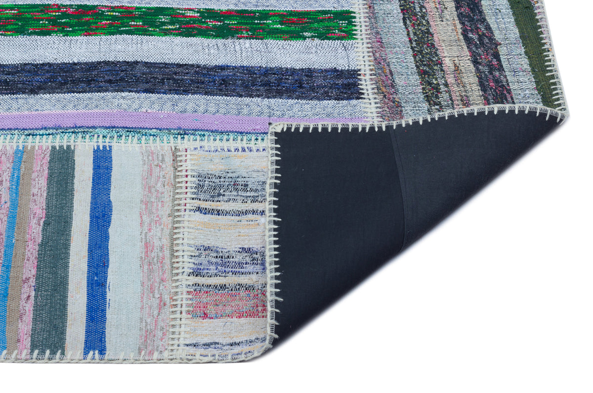 Striped Over Dyed Kilim Patchwork Unique Rug 5&#39;3&#39;&#39; x 7&#39;5&#39;&#39; ft 160 x 226 cm