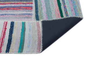 Striped Over Dyed Kilim Patchwork Unique Rug 5'3'' x 7'7'' ft 160 x 230 cm