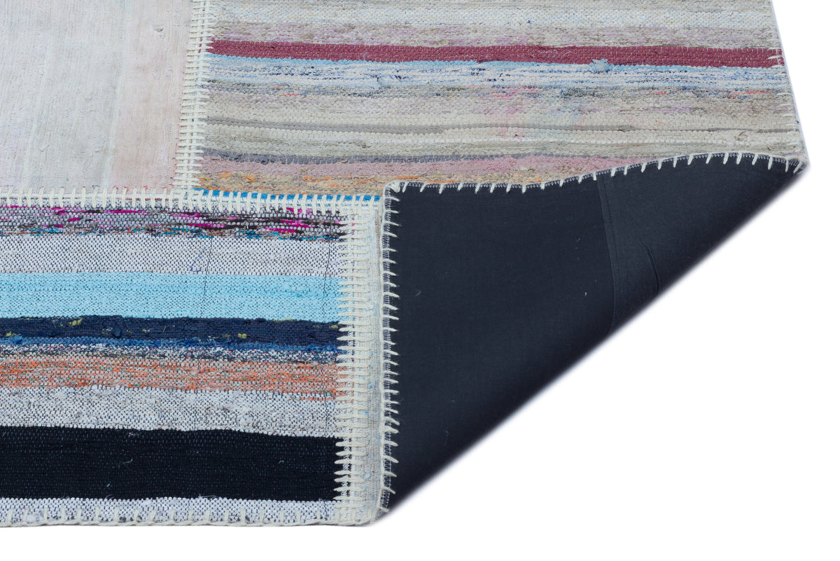 Striped Over Dyed Kilim Patchwork Unique Rug 5&#39;3&#39;&#39; x 7&#39;6&#39;&#39; ft 160 x 228 cm