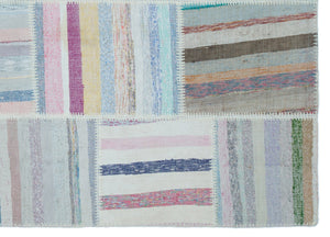 Striped Over Dyed Kilim Patchwork Unique Rug 5'3'' x 7'4'' ft 160 x 224 cm