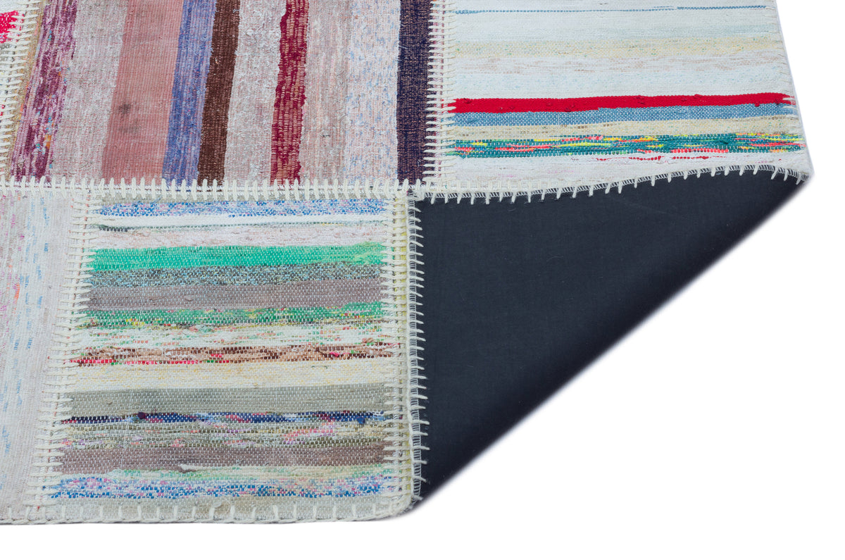 Striped Over Dyed Kilim Patchwork Unique Rug 5&#39;3&#39;&#39; x 7&#39;7&#39;&#39; ft 160 x 230 cm