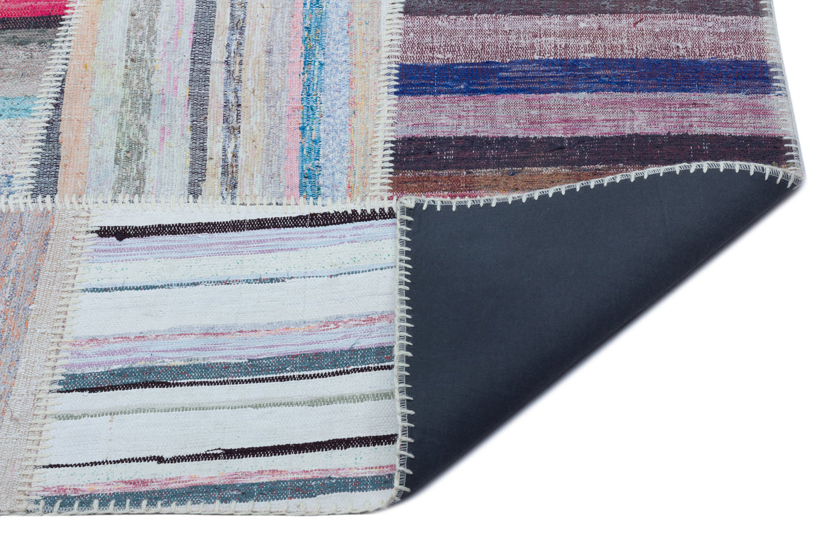 Striped Over Dyed Kilim Patchwork Unique Rug 5&#39;3&#39;&#39; x 7&#39;7&#39;&#39; ft 160 x 230 cm