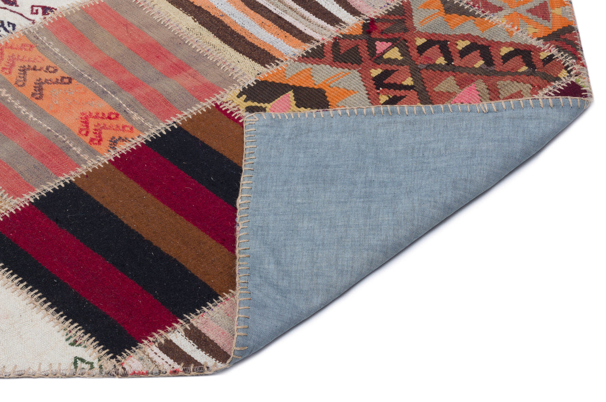 Striped Over Dyed Kilim Patchwork Unique Rug 2&#39;6&#39;&#39; x 10&#39;5&#39;&#39; ft 76 x 318 cm