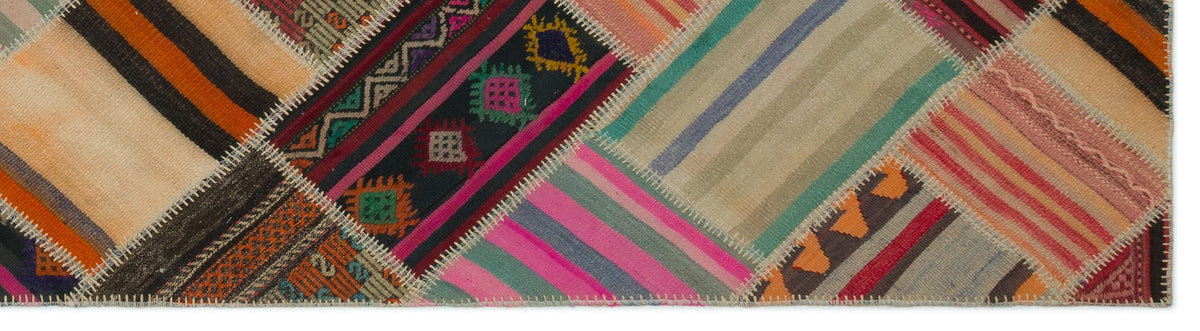 Striped Over Dyed Kilim Patchwork Unique Rug 2&#39;9&#39;&#39; x 10&#39;4&#39;&#39; ft 85 x 316 cm