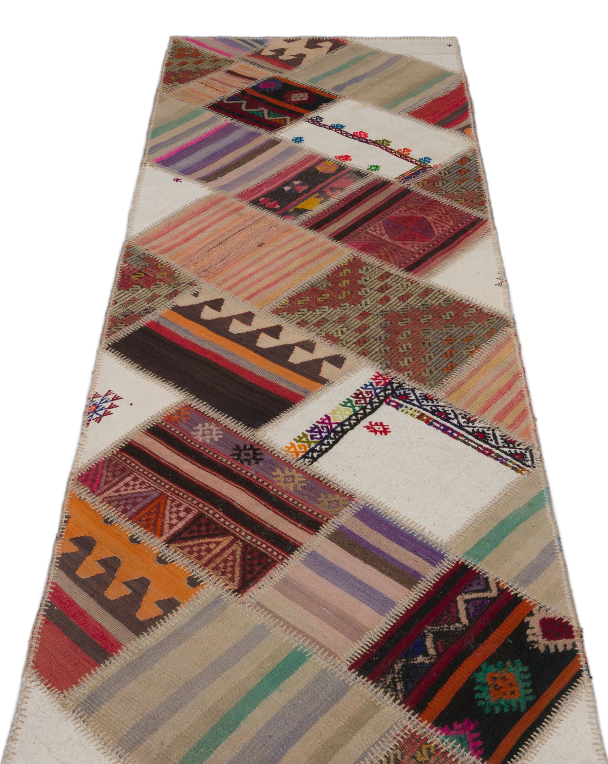 Striped Over Dyed Kilim Patchwork Unique Rug 2&#39;8&#39;&#39; x 9&#39;8&#39;&#39; ft 82 x 295 cm