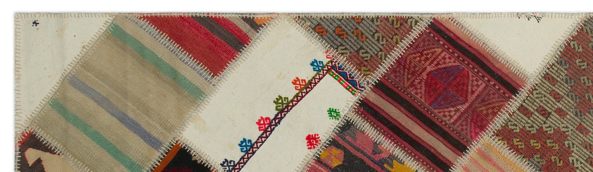 Striped Over Dyed Kilim Patchwork Unique Rug 2&#39;8&#39;&#39; x 9&#39;8&#39;&#39; ft 82 x 295 cm