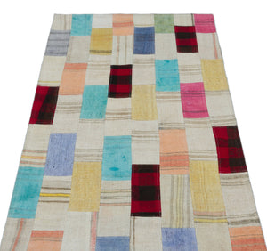 Mixed Over Dyed Kilim Patchwork Unique Rug 2'9'' x 5'1'' ft 84 x 155 cm