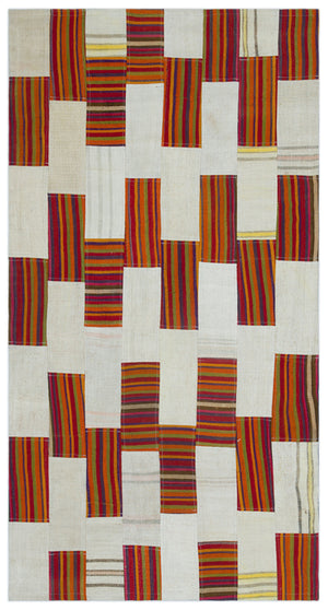 Mixed Over Dyed Kilim Patchwork Unique Rug 2'7'' x 5'0'' ft 80 x 153 cm
