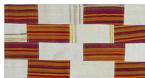 Mixed Over Dyed Kilim Patchwork Unique Rug 2'7'' x 5'0'' ft 80 x 153 cm