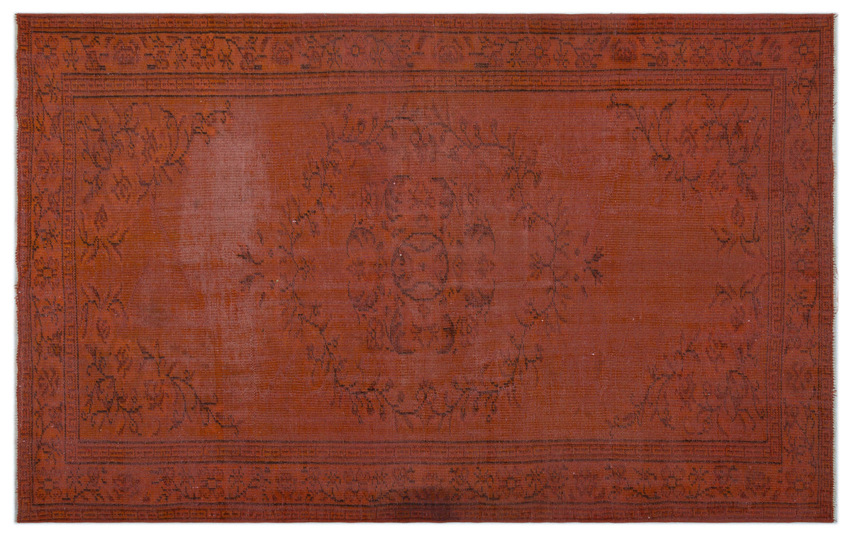 Orange Over Dyed Vintage Rug 5&#39;4&#39;&#39; x 8&#39;8&#39;&#39; ft 163 x 265 cm