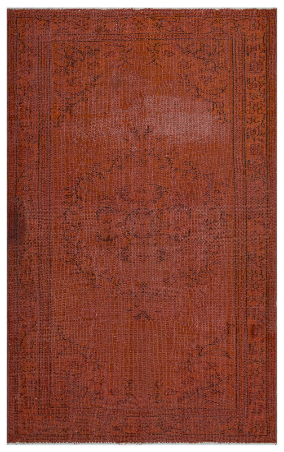 Orange Over Dyed Vintage Rug 5&#39;4&#39;&#39; x 8&#39;8&#39;&#39; ft 163 x 265 cm