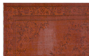 Orange Over Dyed Vintage Rug 5'4'' x 8'8'' ft 163 x 265 cm