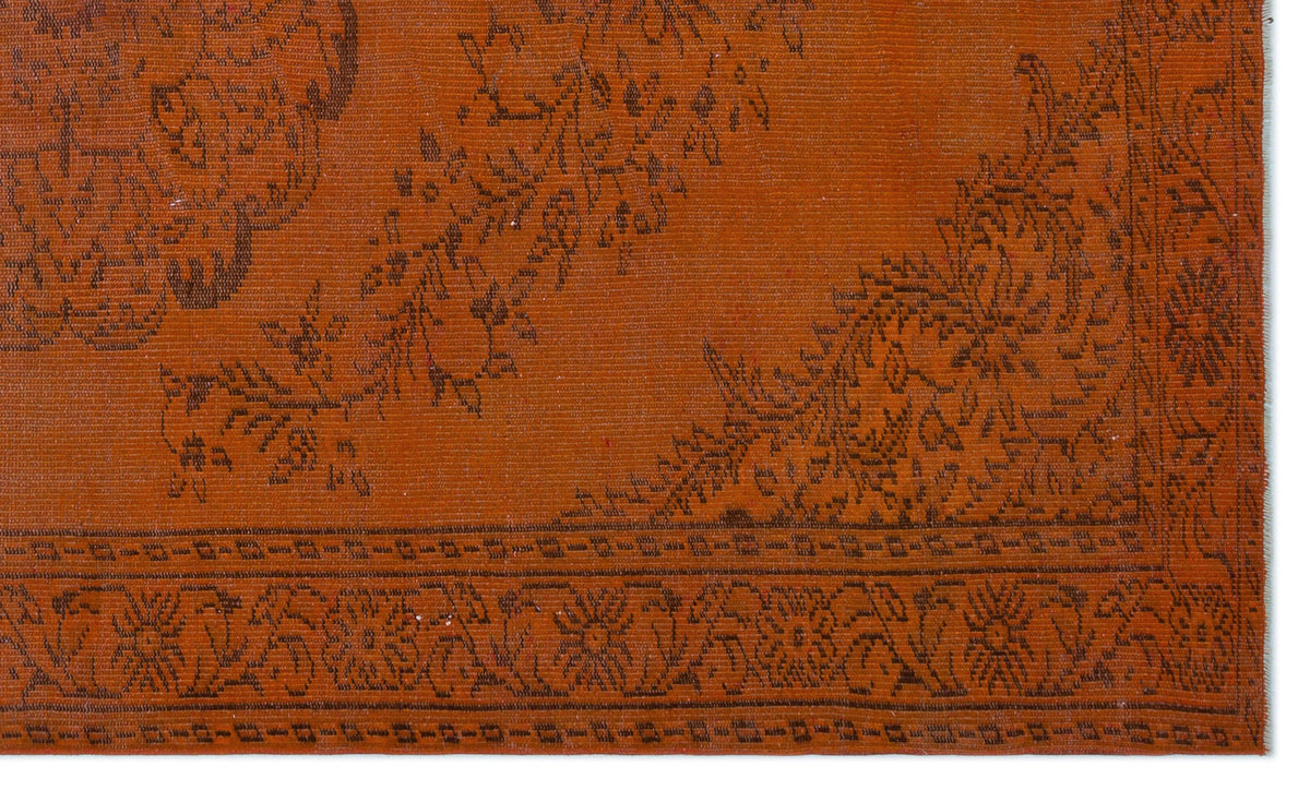 Orange Over Dyed Vintage Rug 5&#39;10&#39;&#39; x 9&#39;6&#39;&#39; ft 177 x 290 cm