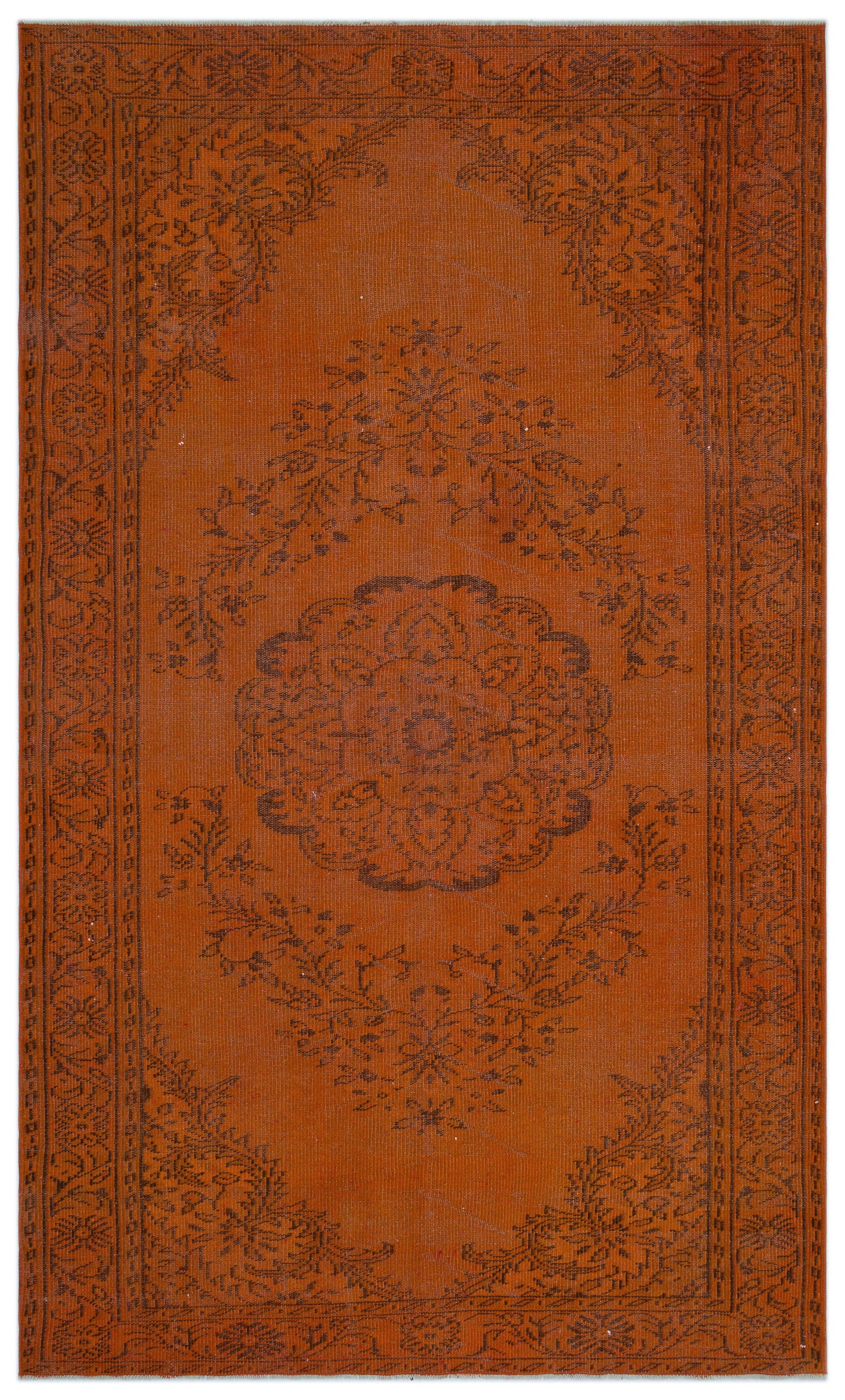 Orange Over Dyed Vintage Rug 5'10'' x 9'6'' ft 177 x 290 cm