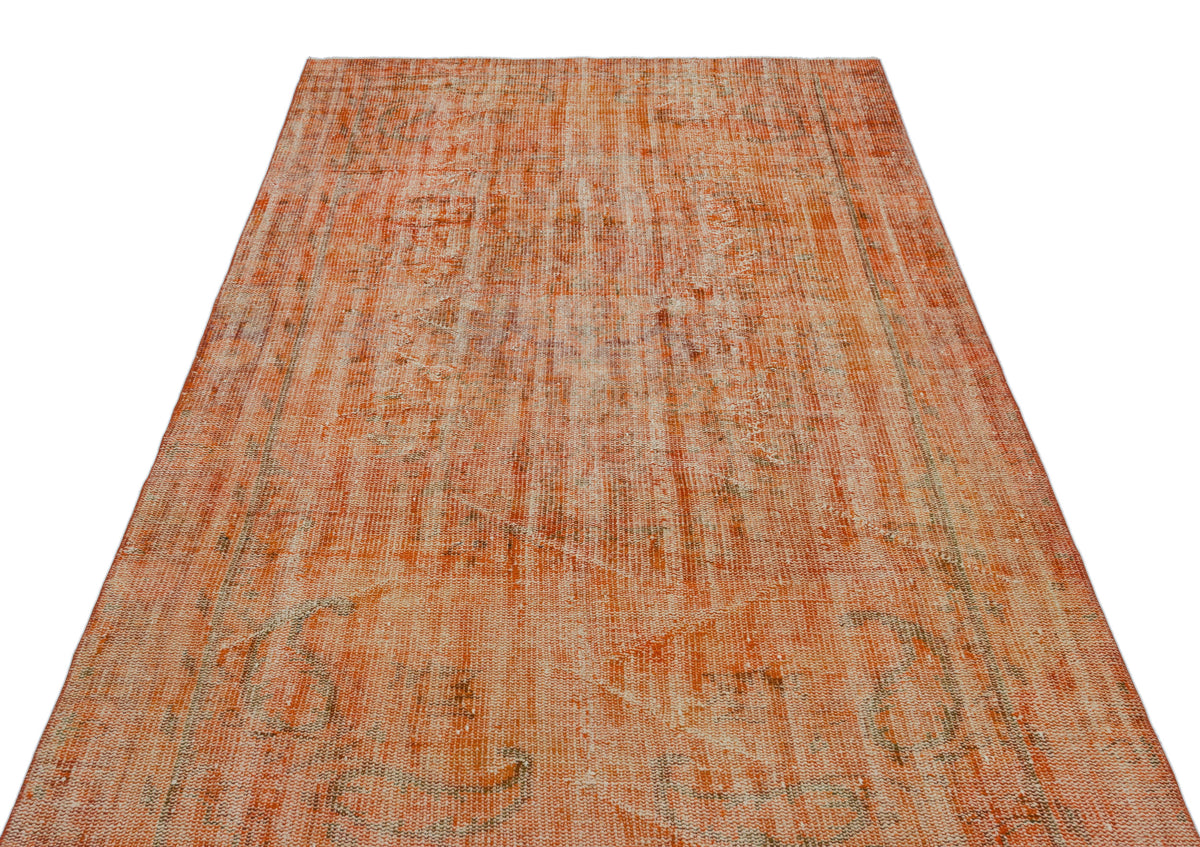Orange Over Dyed Vintage Rug 5&#39;1&#39;&#39; x 8&#39;6&#39;&#39; ft 156 x 260 cm