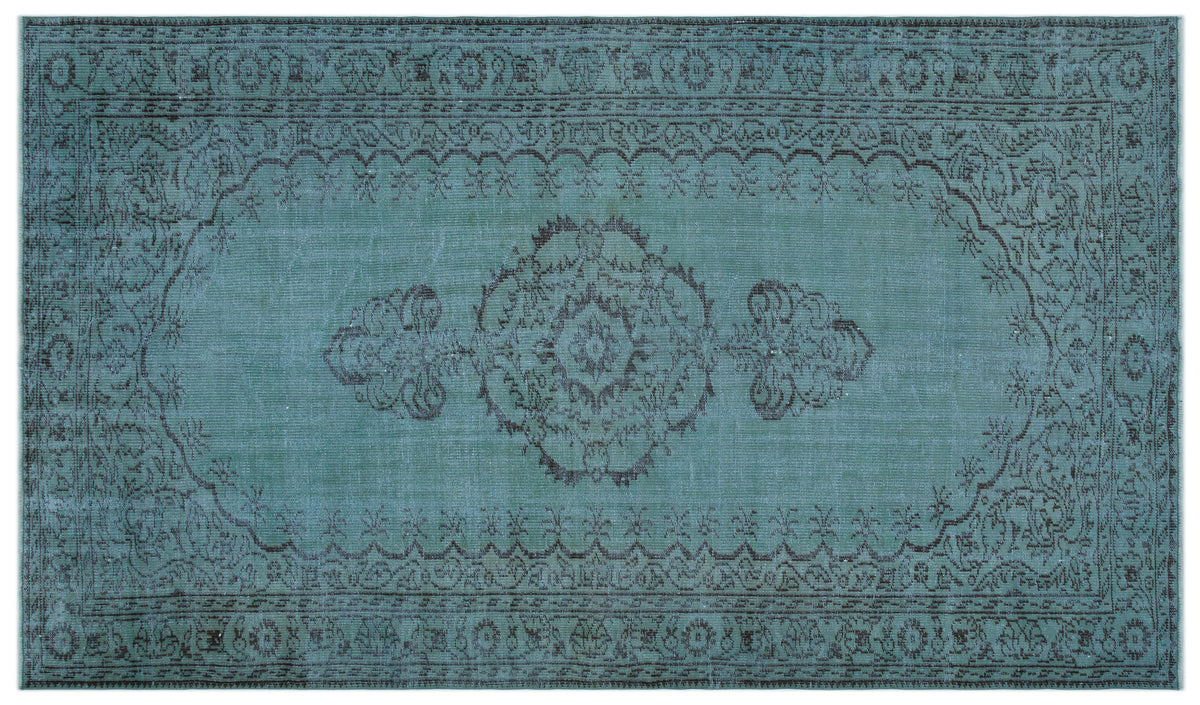 Turquoise  Over Dyed Vintage Rug 5&#39;9&#39;&#39; x 9&#39;10&#39;&#39; ft 176 x 300 cm