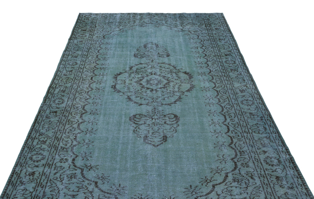 Turquoise  Over Dyed Vintage Rug 5'9'' x 9'10'' ft 176 x 300 cm