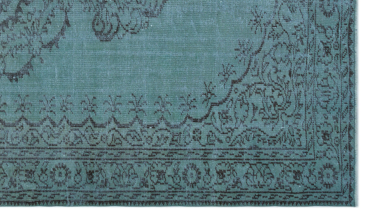 Turquoise  Over Dyed Vintage Rug 5&#39;9&#39;&#39; x 9&#39;10&#39;&#39; ft 176 x 300 cm