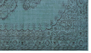 Turquoise  Over Dyed Vintage Rug 5'9'' x 9'10'' ft 176 x 300 cm