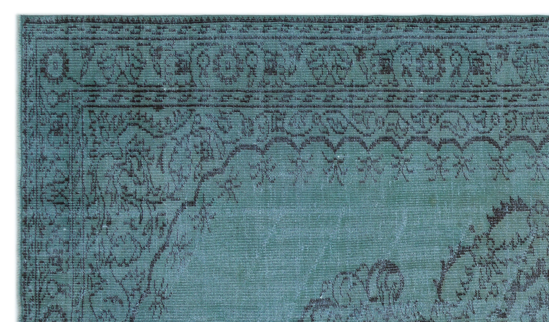 Turquoise  Over Dyed Vintage Rug 5'9'' x 9'10'' ft 176 x 300 cm