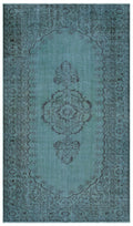 Turquoise  Over Dyed Vintage Rug 5'9'' x 9'10'' ft 176 x 300 cm