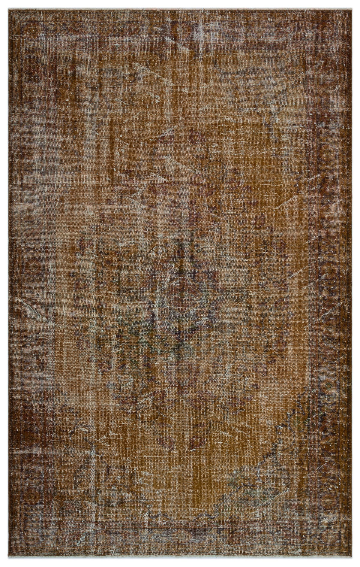 Brown Over Dyed Vintage Rug 6&#39;0&#39;&#39; x 9&#39;5&#39;&#39; ft 183 x 288 cm