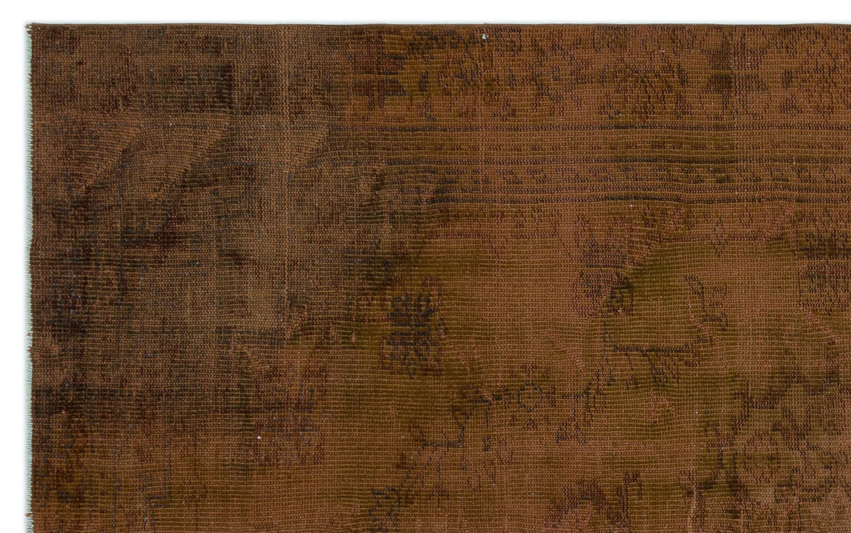 Brown Over Dyed Vintage Rug 5&#39;7&#39;&#39; x 8&#39;8&#39;&#39; ft 170 x 265 cm