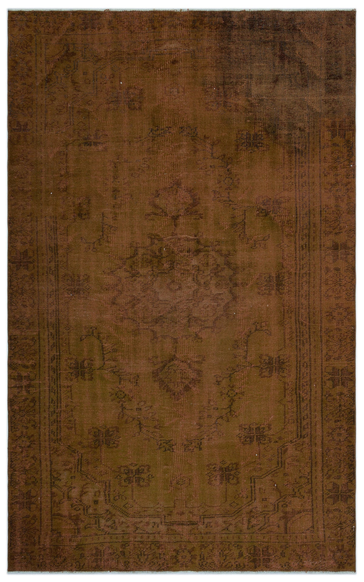 Brown Over Dyed Vintage Rug 5&#39;7&#39;&#39; x 8&#39;8&#39;&#39; ft 170 x 265 cm