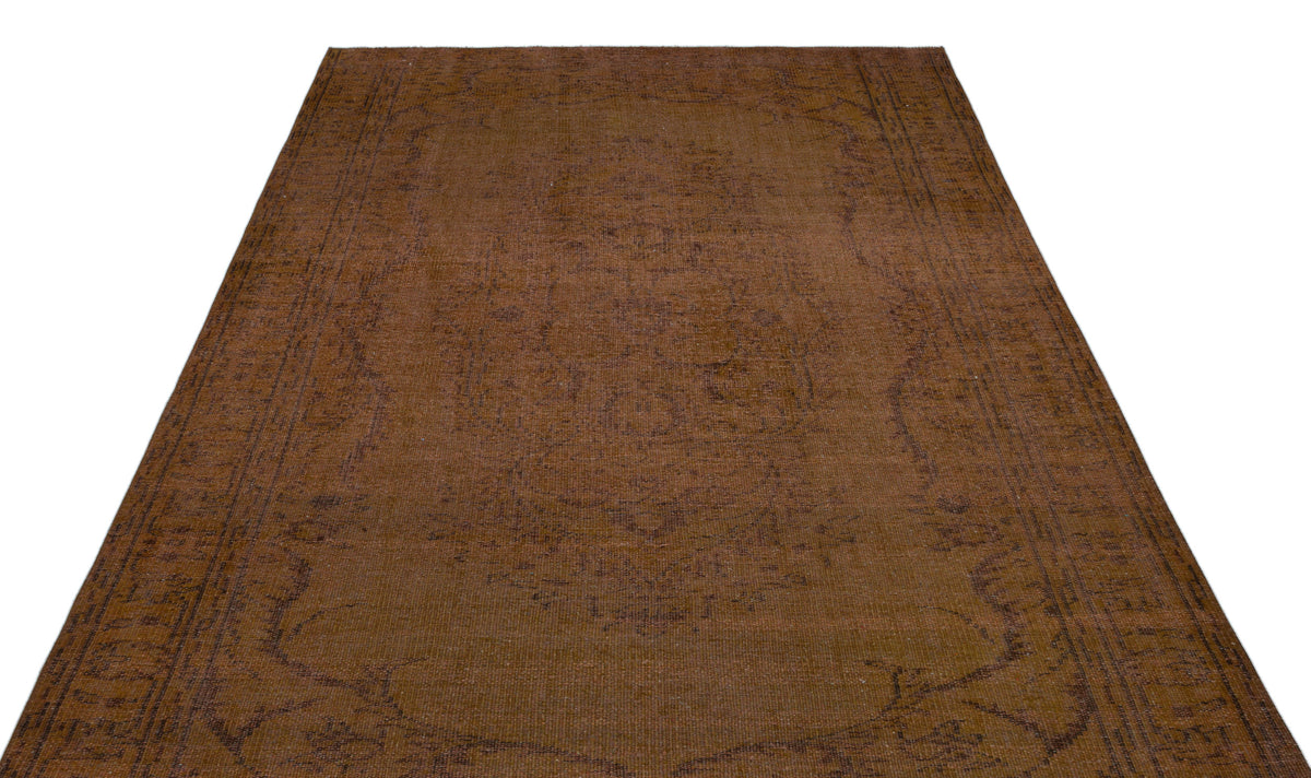 Brown Over Dyed Vintage Rug 5&#39;11&#39;&#39; x 8&#39;9&#39;&#39; ft 180 x 266 cm