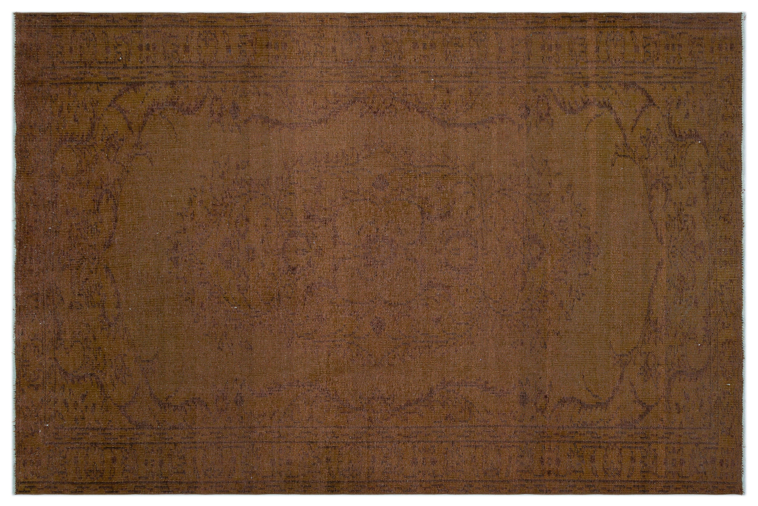 Brown Over Dyed Vintage Rug 5'11'' x 8'9'' ft 180 x 266 cm