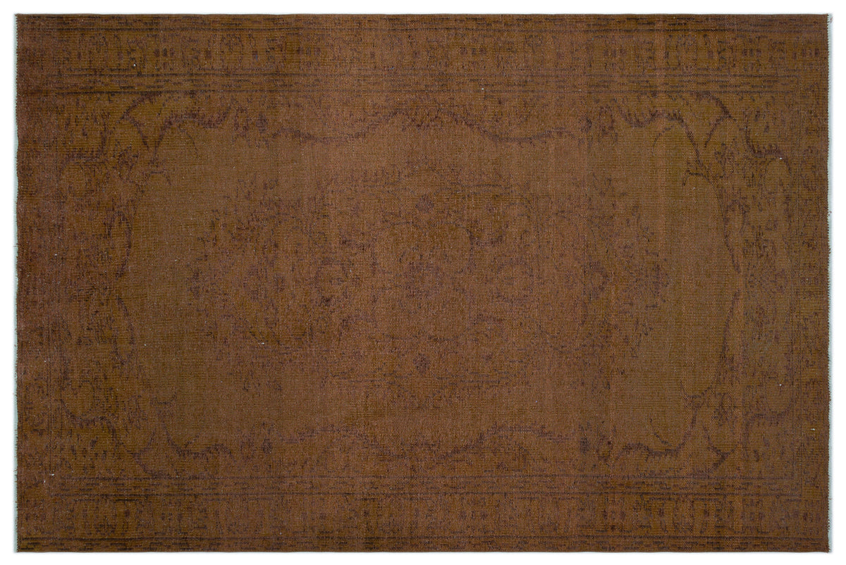Brown Over Dyed Vintage Rug 5&#39;11&#39;&#39; x 8&#39;9&#39;&#39; ft 180 x 266 cm