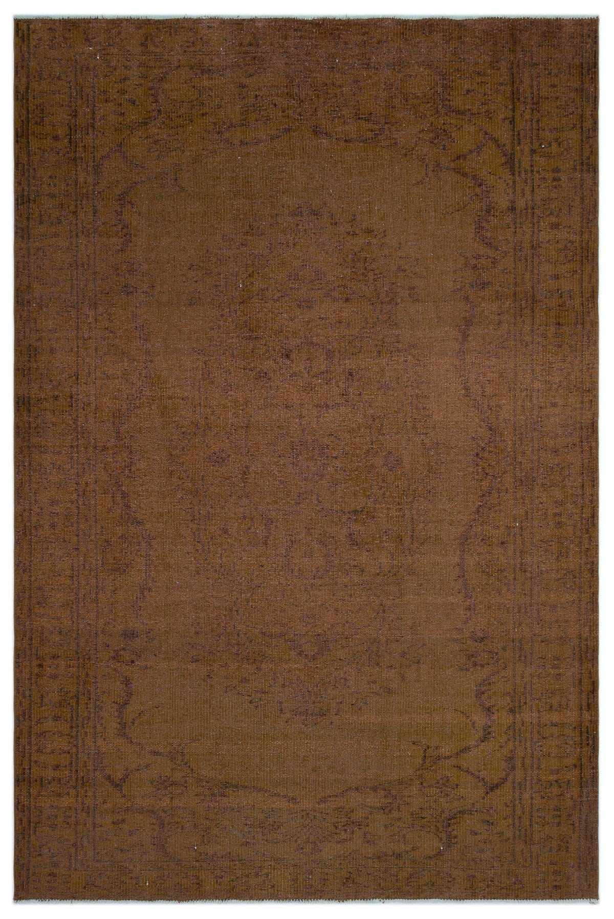 Brown Over Dyed Vintage Rug 5&#39;11&#39;&#39; x 8&#39;9&#39;&#39; ft 180 x 266 cm