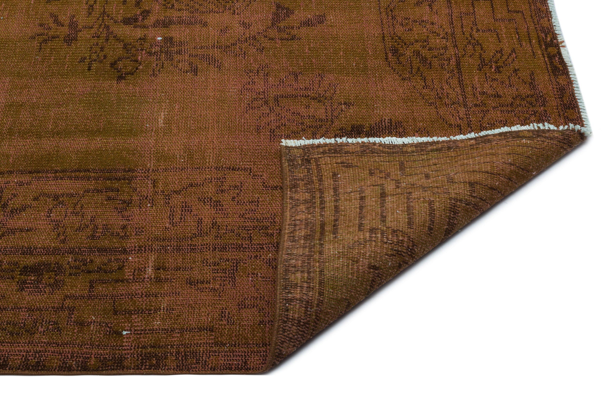 Brown Over Dyed Vintage Rug 5'10'' x 9'3'' ft 177 x 283 cm
