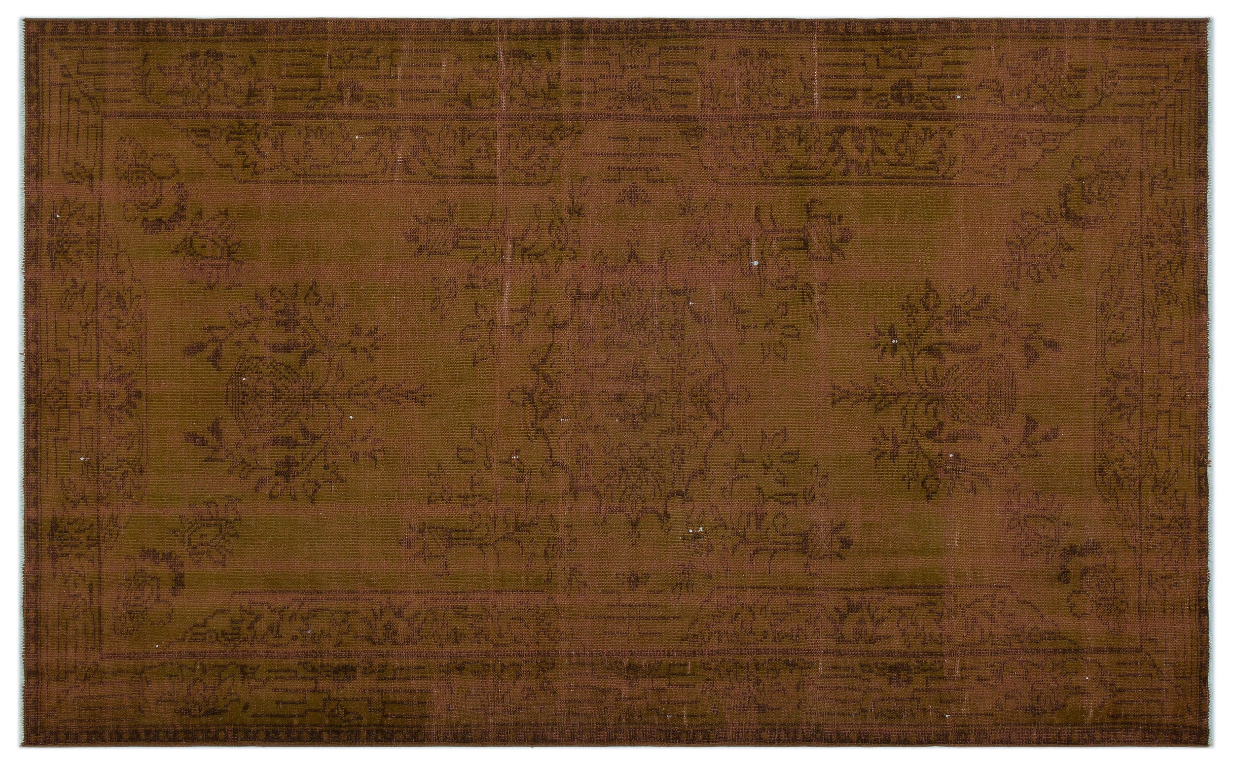 Brown Over Dyed Vintage Rug 5'10'' x 9'3'' ft 177 x 283 cm