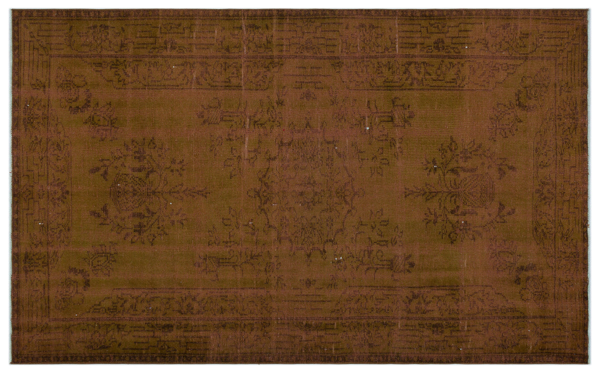 Brown Over Dyed Vintage Rug 5&#39;10&#39;&#39; x 9&#39;3&#39;&#39; ft 177 x 283 cm