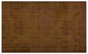 Brown Over Dyed Vintage Rug 5'10'' x 9'3'' ft 177 x 283 cm