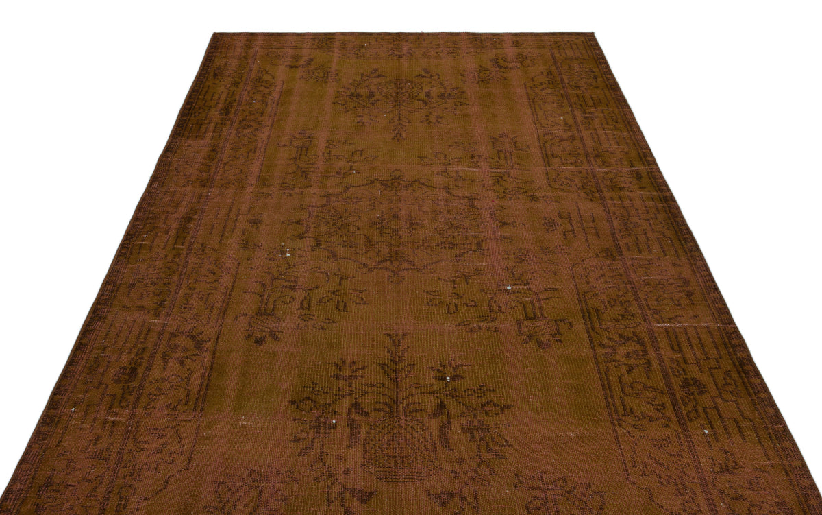 Brown Over Dyed Vintage Rug 5&#39;10&#39;&#39; x 9&#39;3&#39;&#39; ft 177 x 283 cm