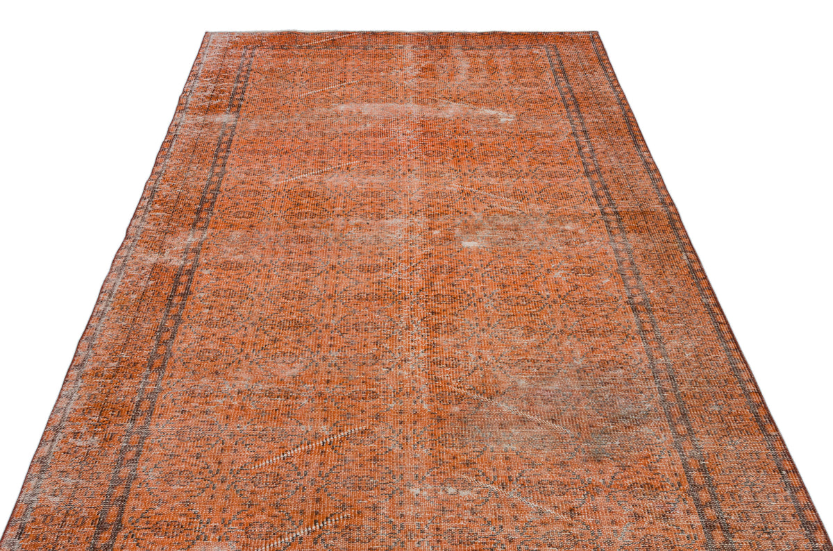 Orange Over Dyed Vintage Rug 5&#39;4&#39;&#39; x 9&#39;2&#39;&#39; ft 162 x 280 cm