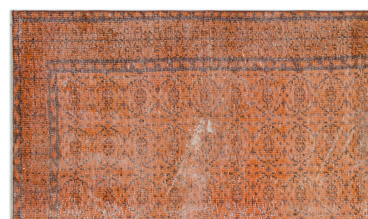 Orange Over Dyed Vintage Rug 5&#39;4&#39;&#39; x 9&#39;2&#39;&#39; ft 162 x 280 cm