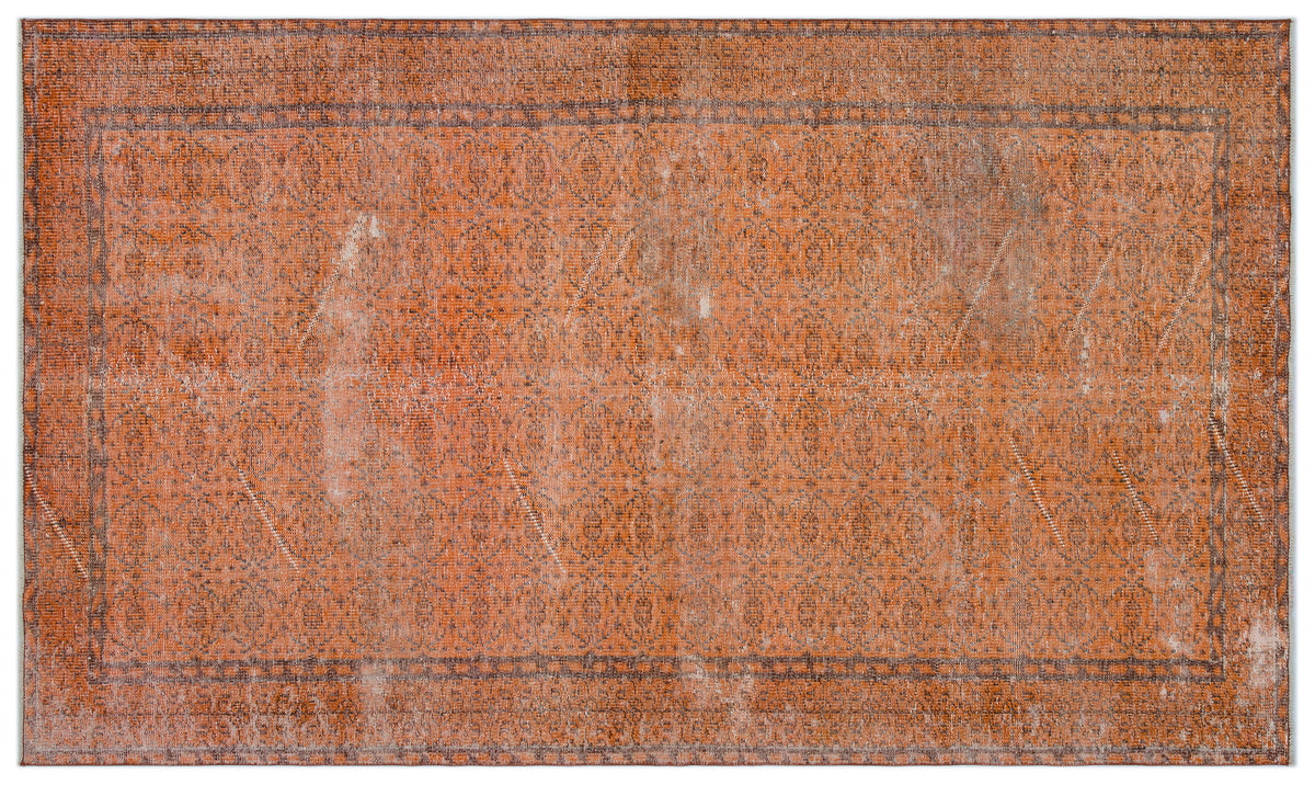 Orange Over Dyed Vintage Rug 5&#39;4&#39;&#39; x 9&#39;2&#39;&#39; ft 162 x 280 cm