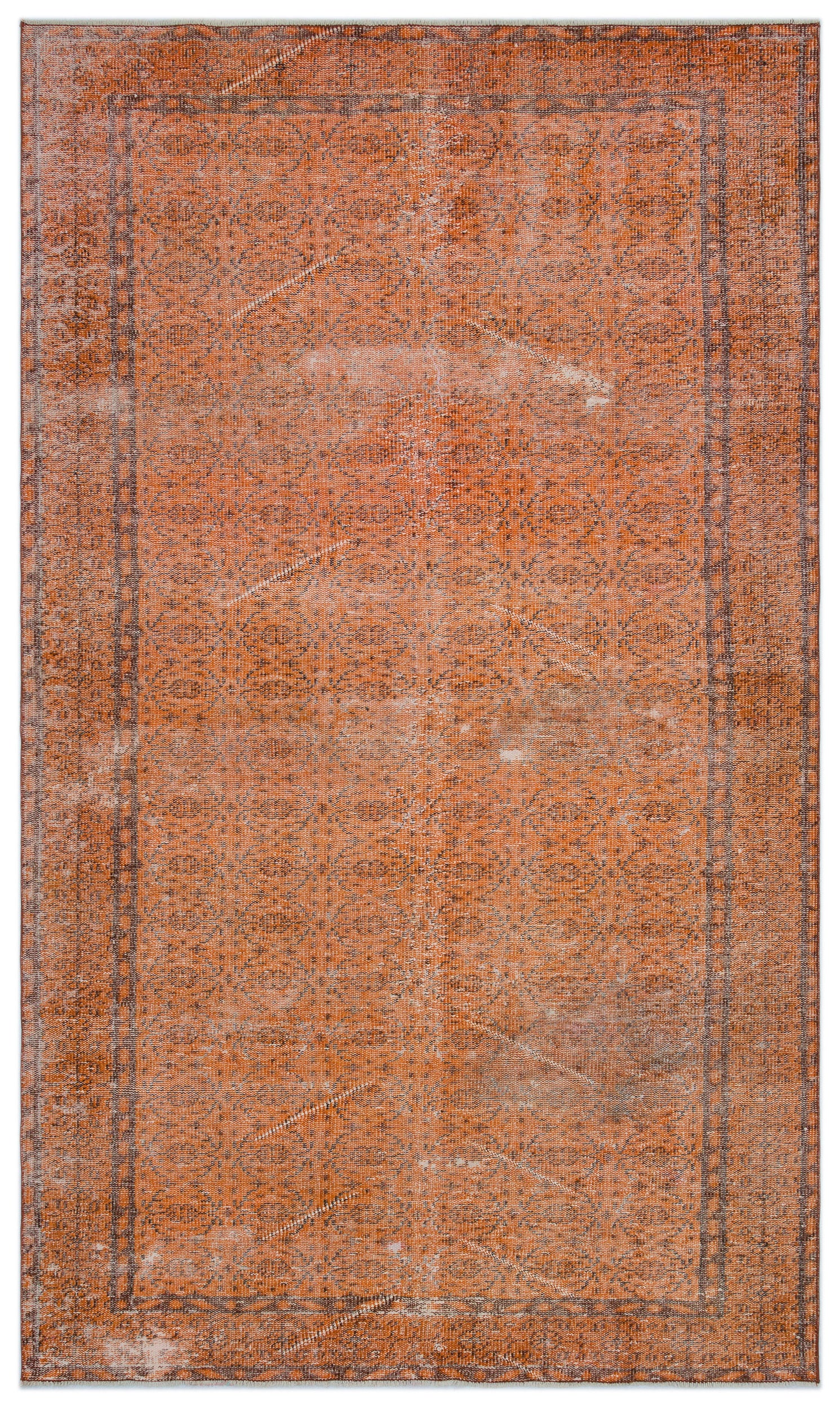 Orange Over Dyed Vintage Rug 5'4'' x 9'2'' ft 162 x 280 cm